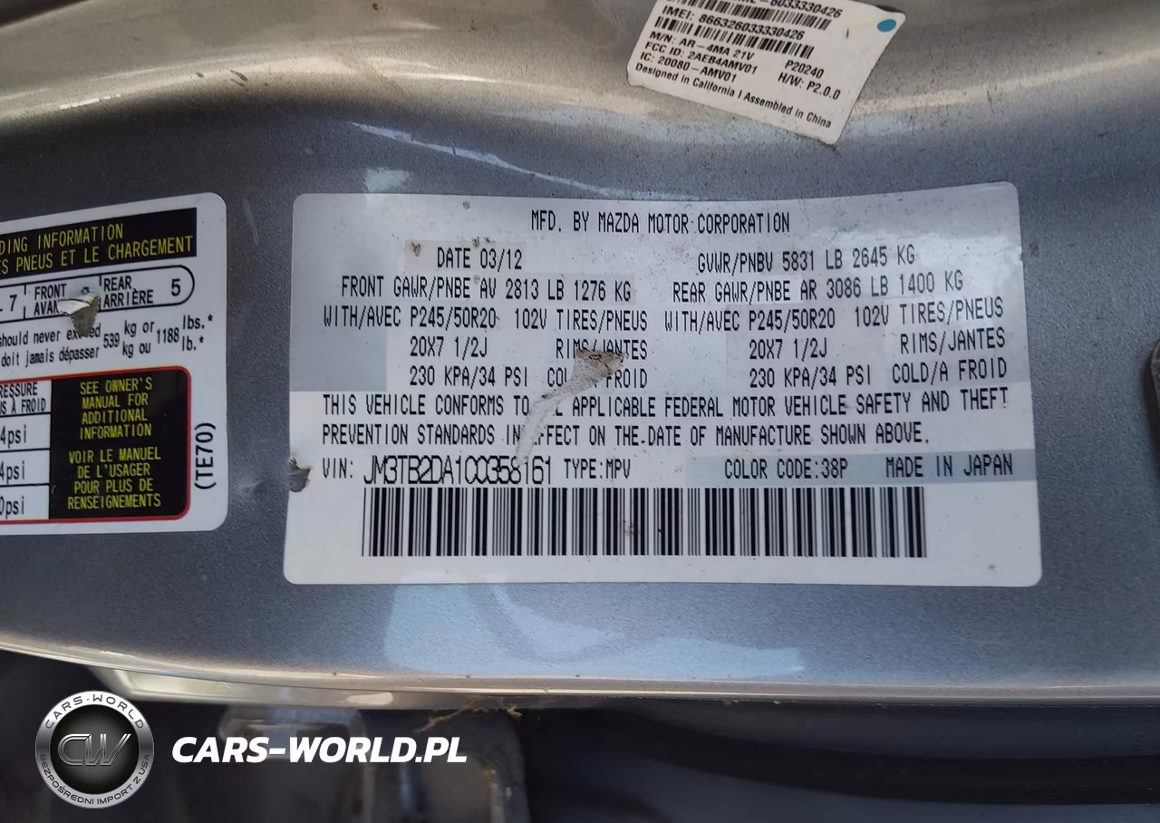 2012 Mazda Cx-9 Grand Touring VIN:JM3TB2DA1C0358161 - 9