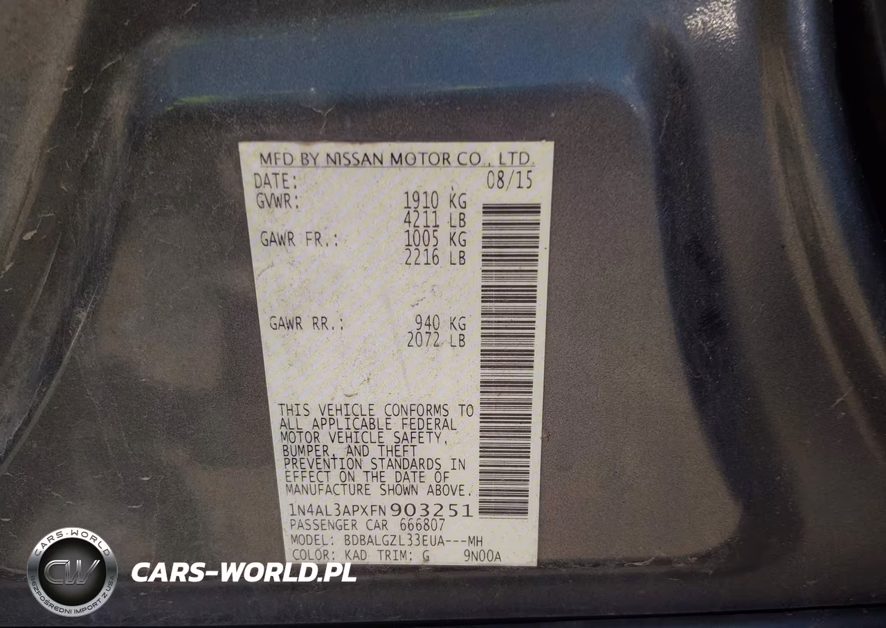 2015 Nissan Altima 2.5 S VIN:1N4AL3APXFN903251 - 9