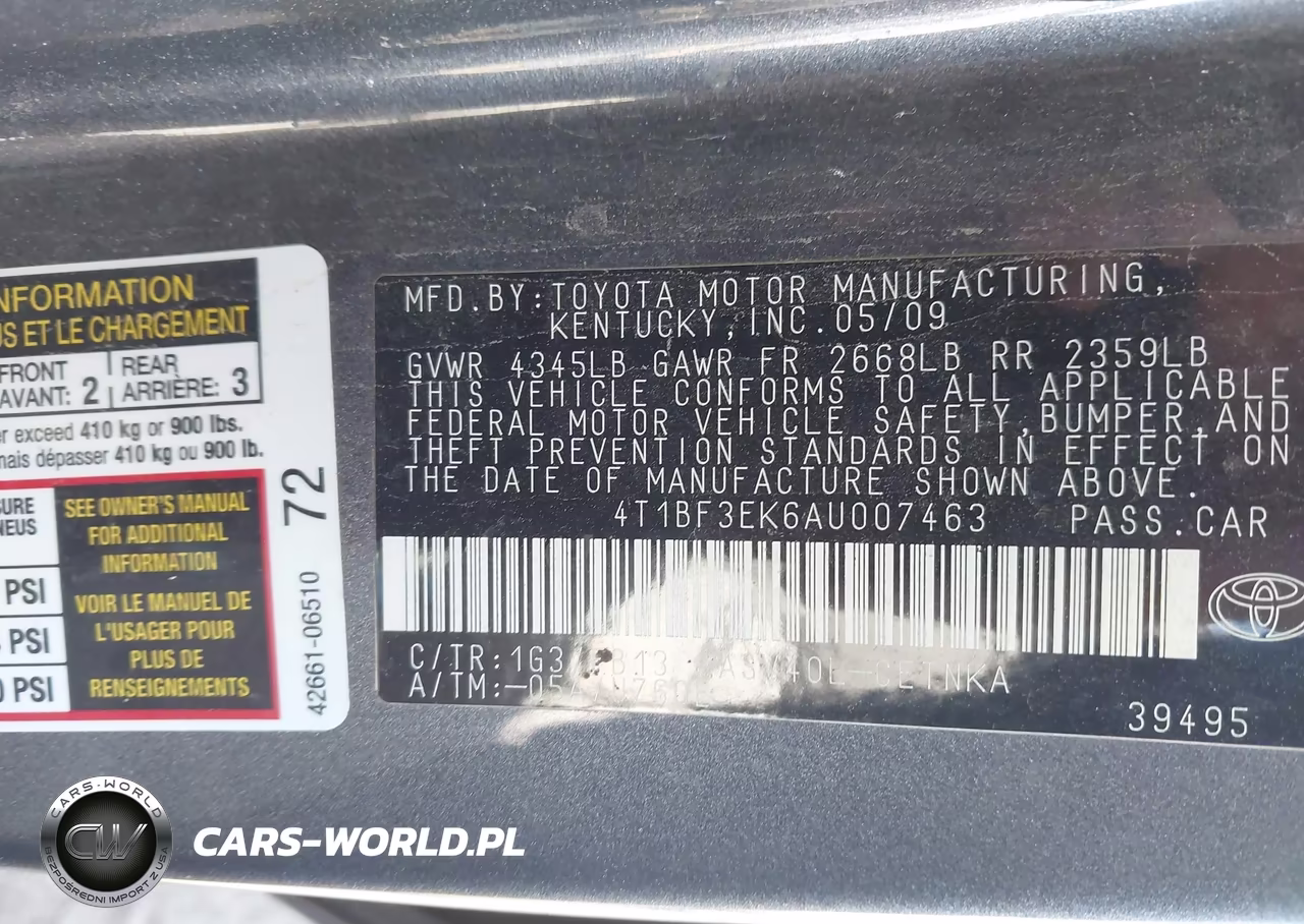 2010 Toyota Camry Le VIN:4T1BF3EK6AU007463 - 9