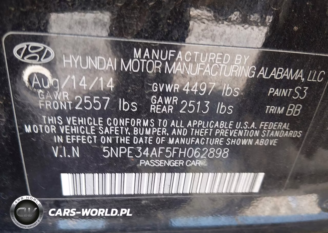 2015 Hyundai Sonata Limited VIN:5NPE34AF5FH062898 - 9