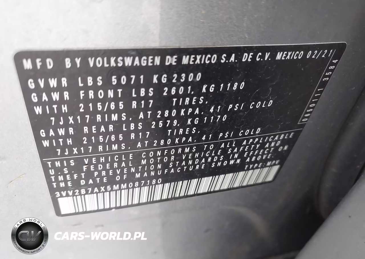 2021 Volkswagen Tiguan VIN:3VV2B7AX5MM087180 - 9
