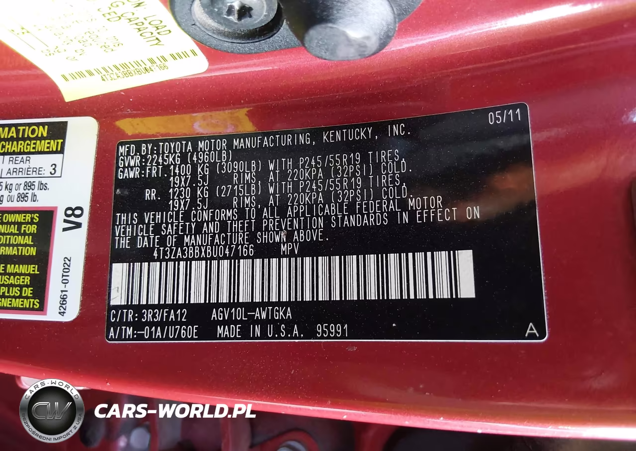 2011 Toyota Venza VIN:4T3ZA3BBXBU047166 - 9
