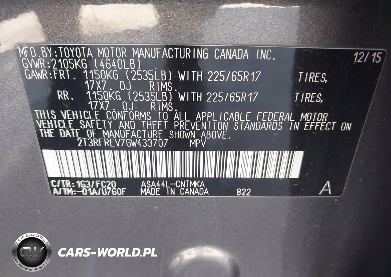 2016 Toyota Rav4 Xle VIN:2T3RFREV7GW433707 - 9