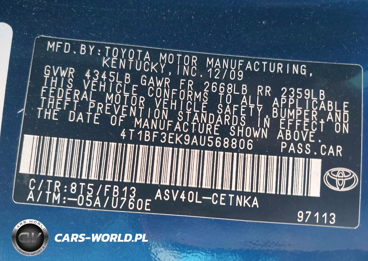 2010 Toyota Camry Le VIN:4T1BF3EK9AU568806 - 9