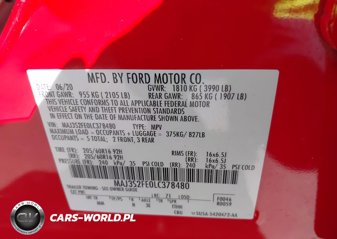 2020 Ford Ecosport S VIN:MAJ3S2FE0LC378480 - 9