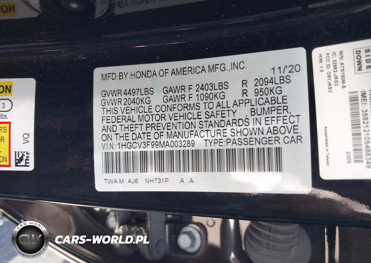 2021 Honda Accord Hybrid Touring VIN:1HGCV3F99MA003289 - 9