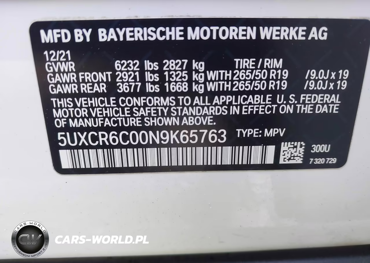 2022 BMW X5 xDrive40I VIN:5UXCR6C00N9K65763 - 9