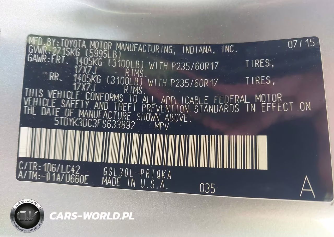 2015 Toyota Sienna Xle Premium 8 Passenger VIN:5TDYK3DC3FS633892 - 9