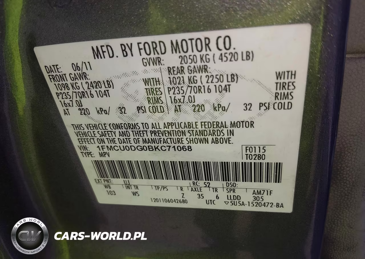 2011 Ford Escape Xlt VIN:1FMCU0DG0BKC71068 - 9