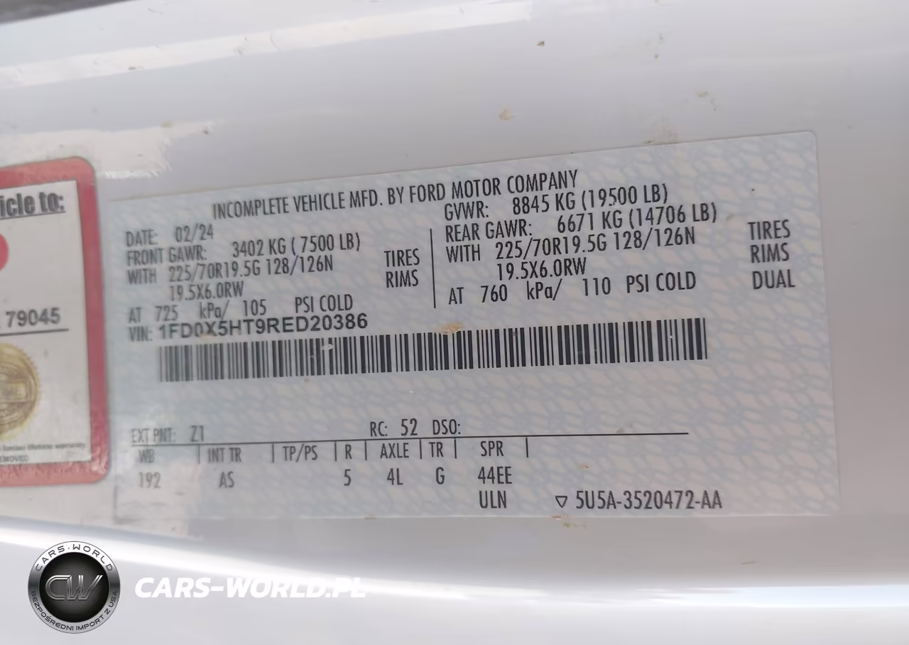 2024 Ford F-550 Chassis Xl VIN:1FD0X5HT9RED20386 - 5