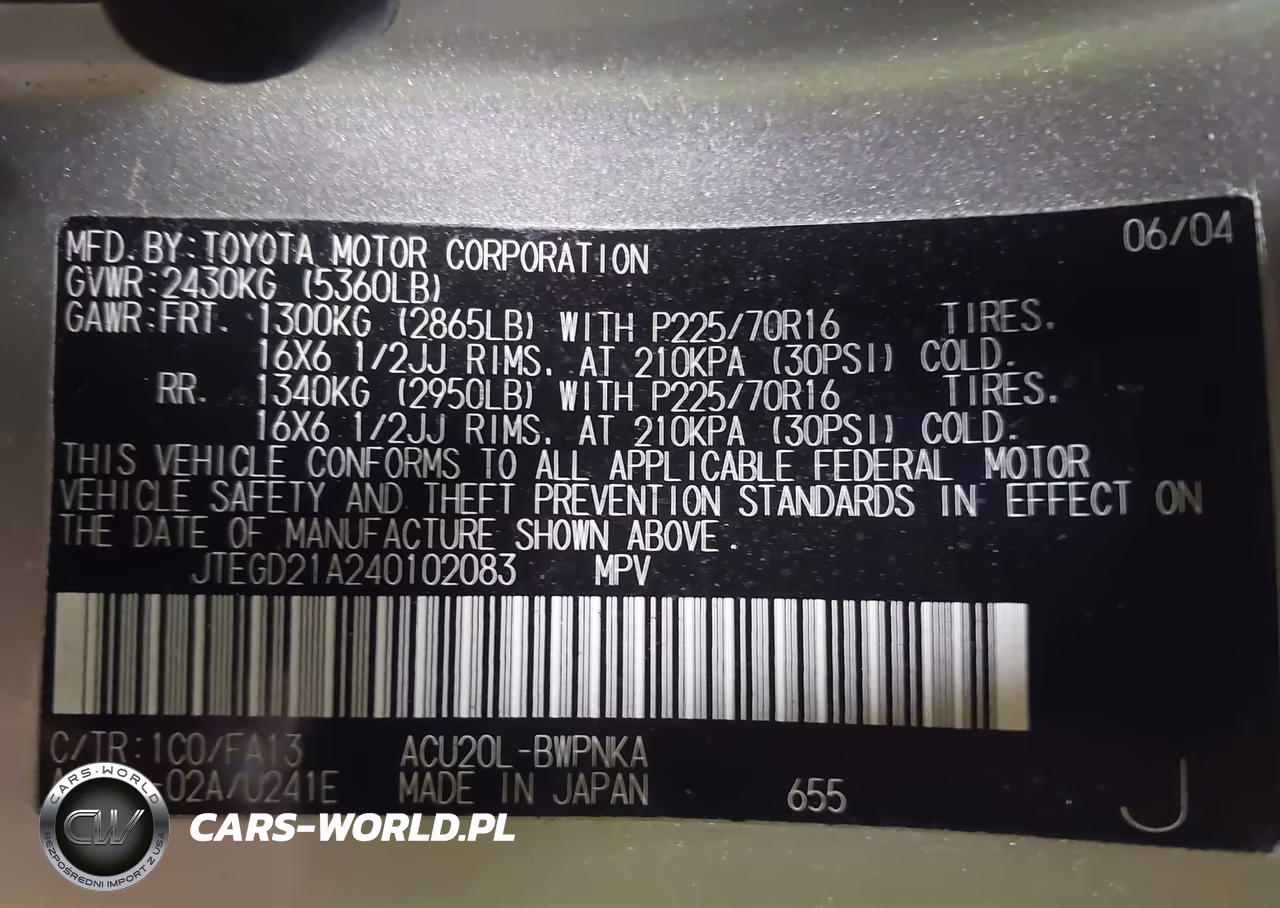 2004 Toyota Highlander VIN:JTEGD21A240102083 - 9
