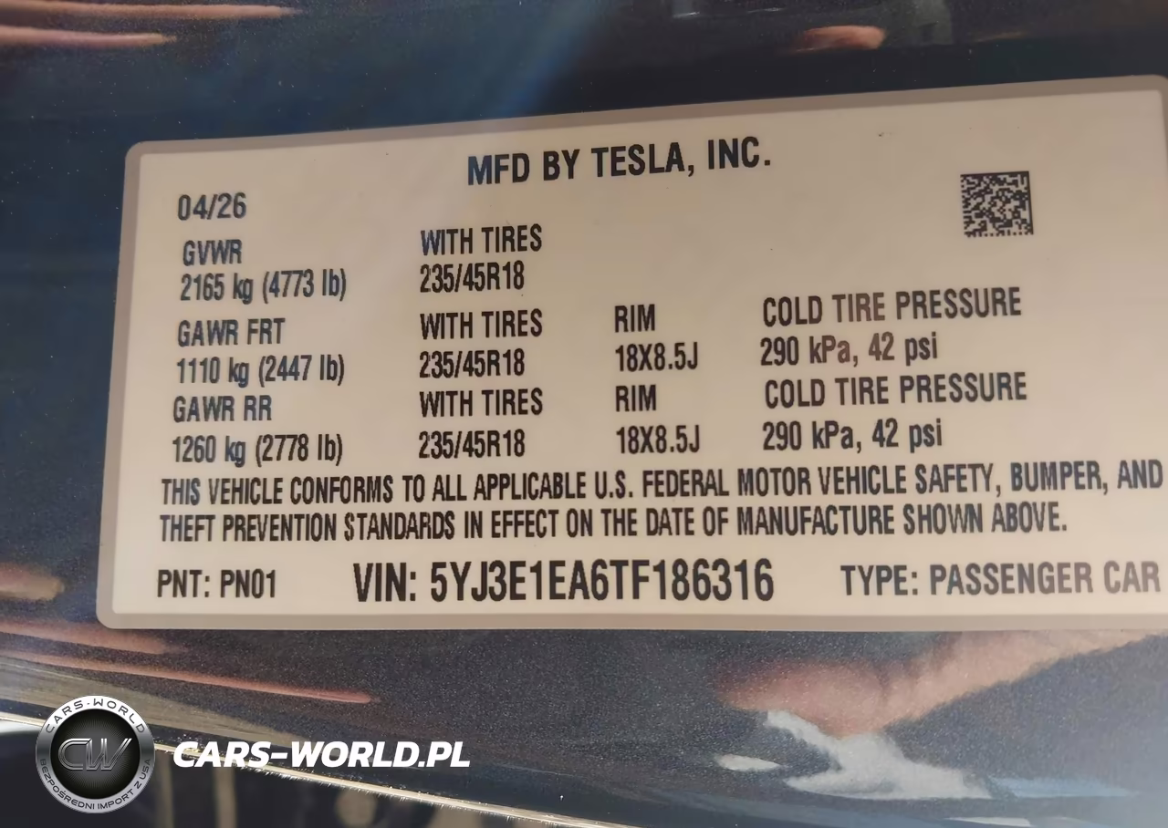 2026 Tesla Model 3 Premium Rear-Wheel Drive-Rear-Wheel Drive VIN:5YJ3E1EA6TF186316 - 9