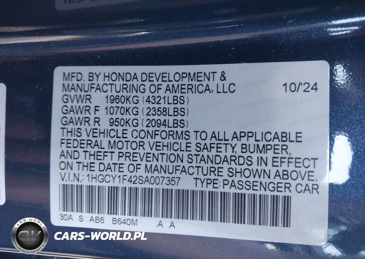 2025 Honda Accord Se VIN:1HGCY1F42SA007357 - 9