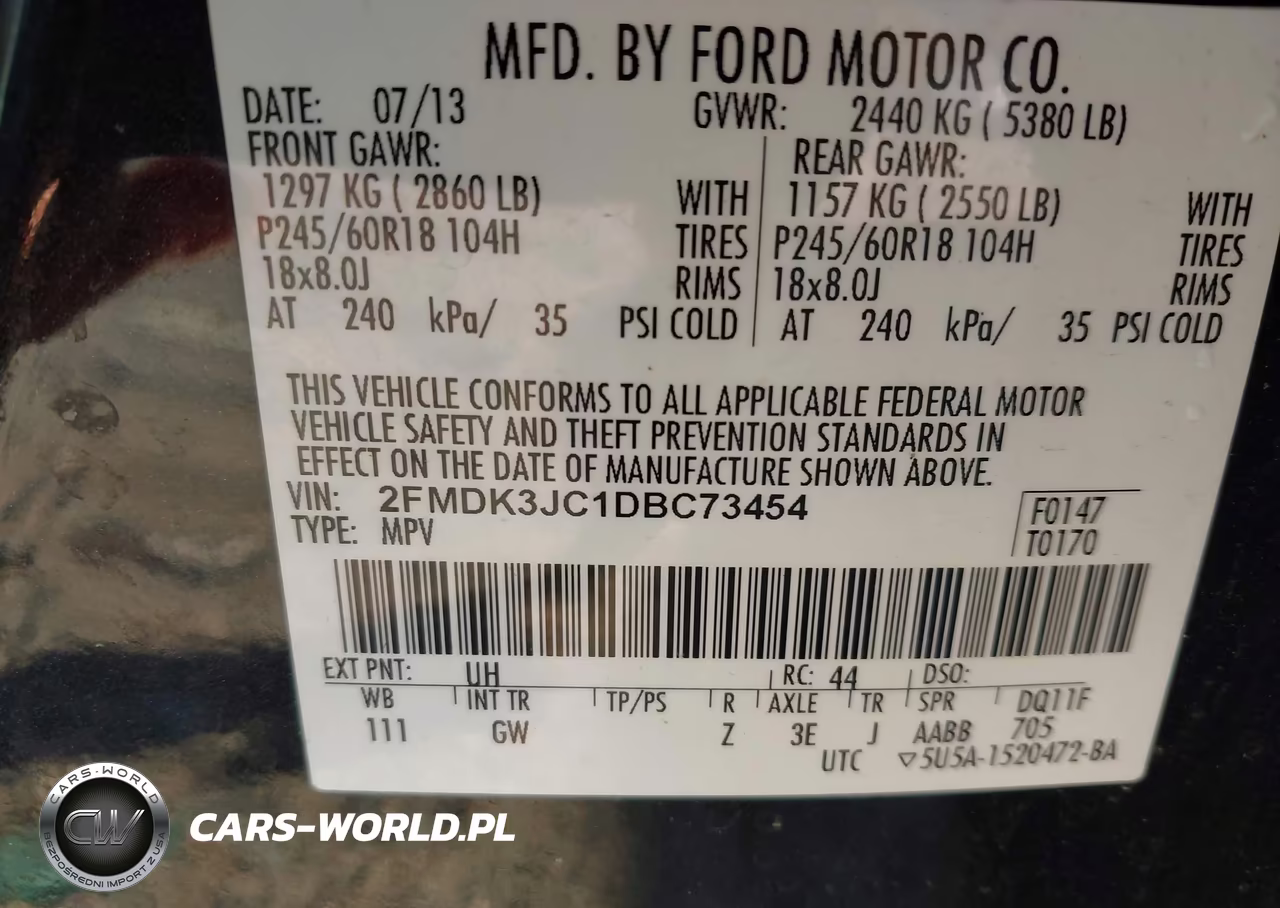 2013 Ford Edge Sel VIN:2FMDK3JC1DBC73454 - 9