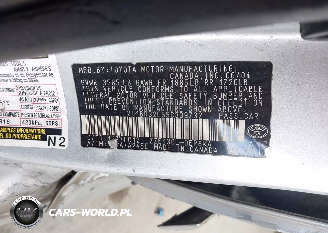 2005 Toyota Corolla S VIN:2T1BR32E55C339732 - 9