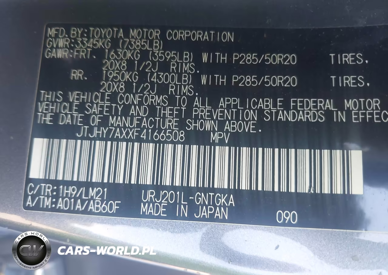 2015 Lexus Lx 570 VIN:JTJHY7AXXF4166508 - 9