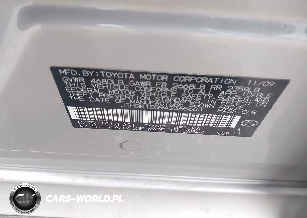 2010 Lexus Es 350 VIN:JTHBK1EG9A2365683 - 9