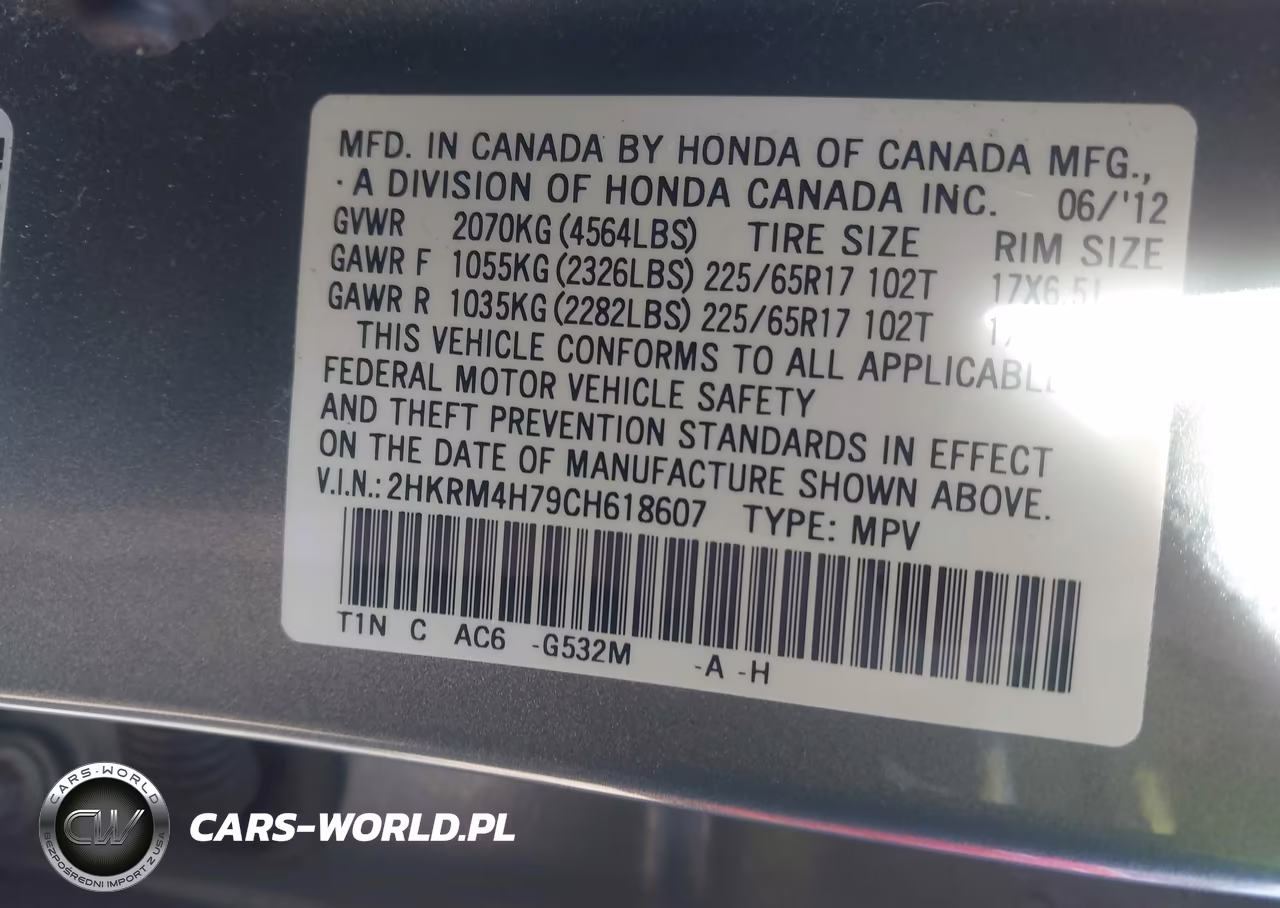 2012 Honda Cr-V Ex-L VIN:2HKRM4H79CH618607 - 9