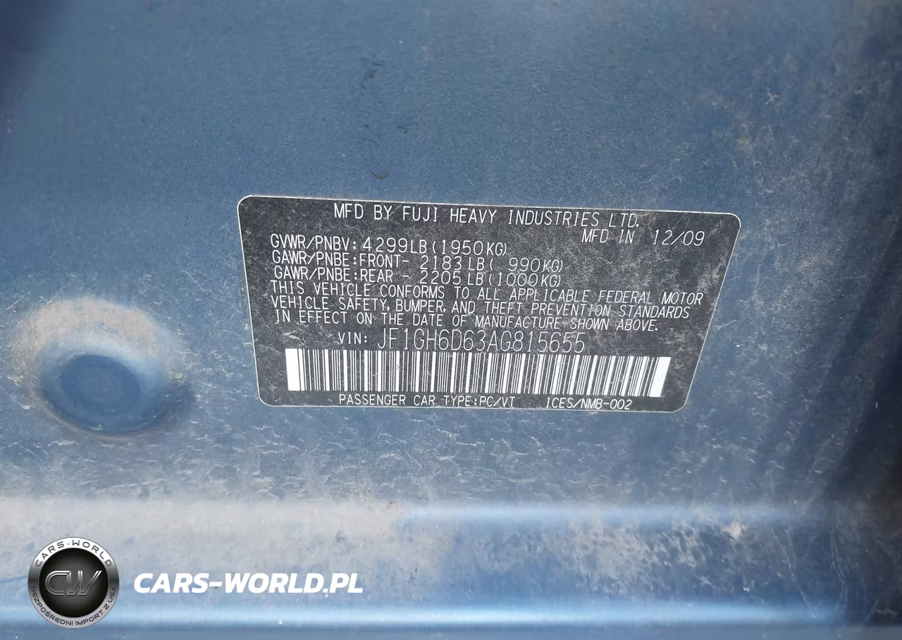 2010 Subaru Impreza Outback Sport VIN:JF1GH6D63AG815655 - 9