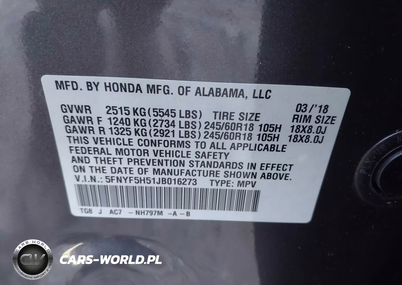 2018 Honda Pilot Ex-L VIN:5FNYF5H51JB016273 - 9