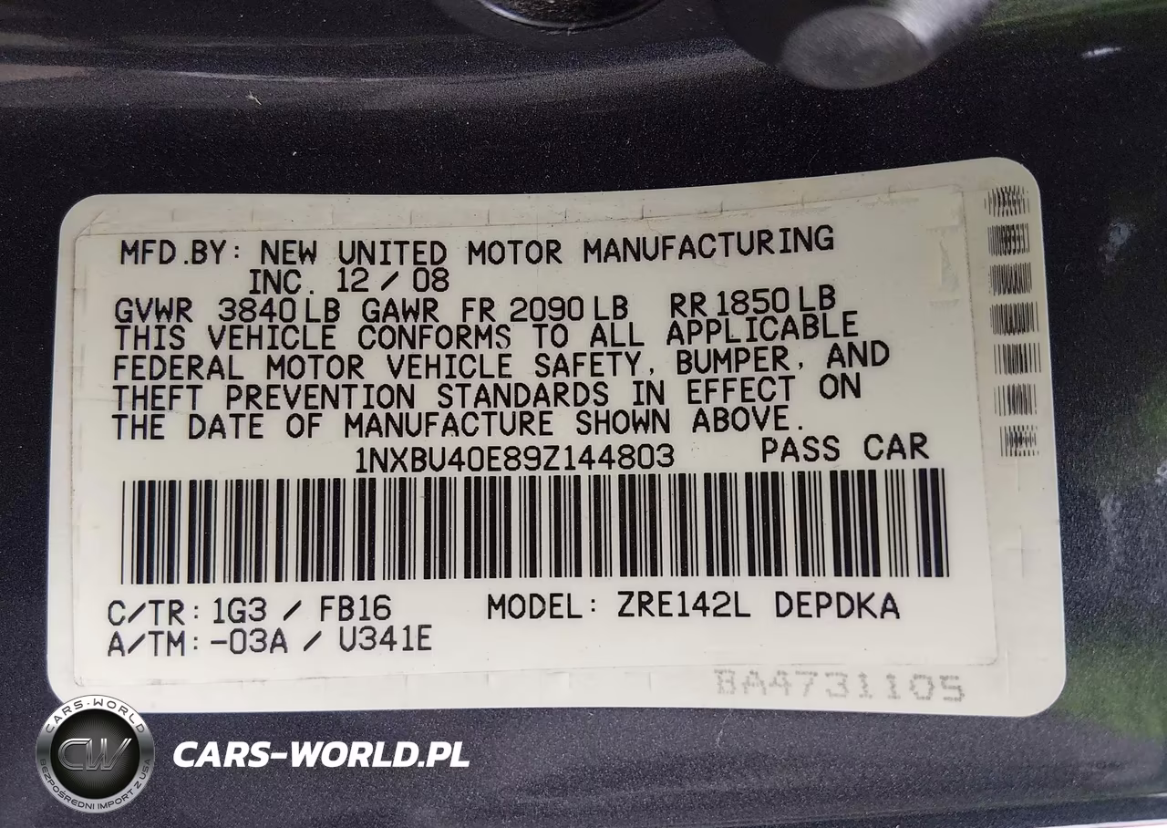 2009 Toyota Corolla Le VIN:1NXBU40E89Z144803 - 9