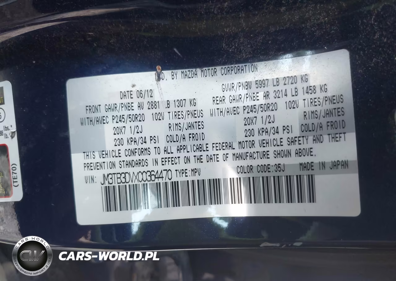 2012 Mazda Cx-9 Grand Touring VIN:JM3TB3DVXC0364470 - 9
