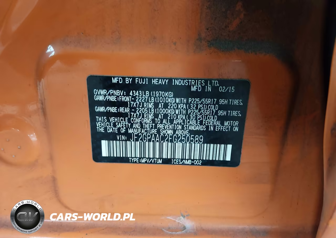 2015 Subaru Xv Crosstrek 2.0I VIN:JF2GPAAC2FG250589 - 9