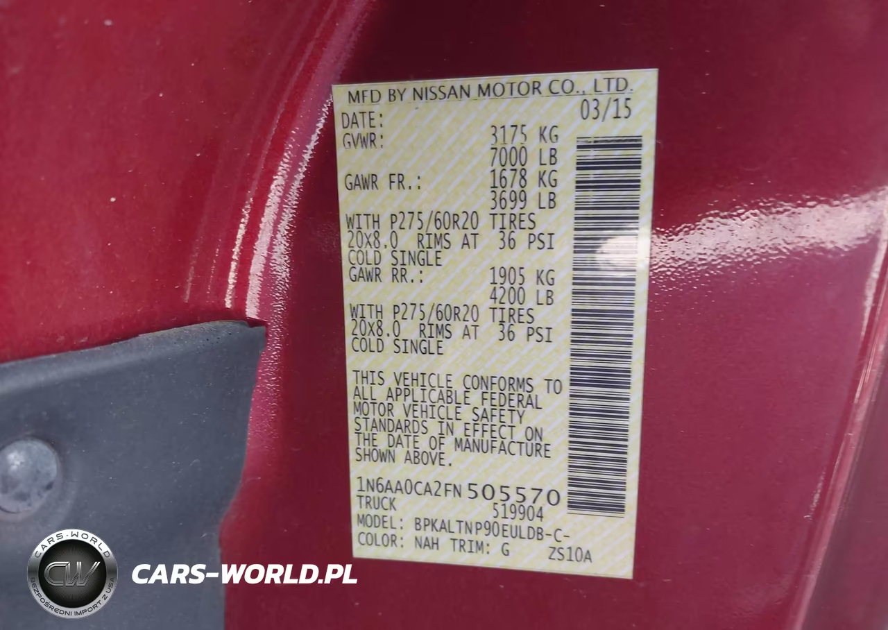 2015 Nissan Titan S-Sv VIN:1N6AA0CA2FN505570 - 9