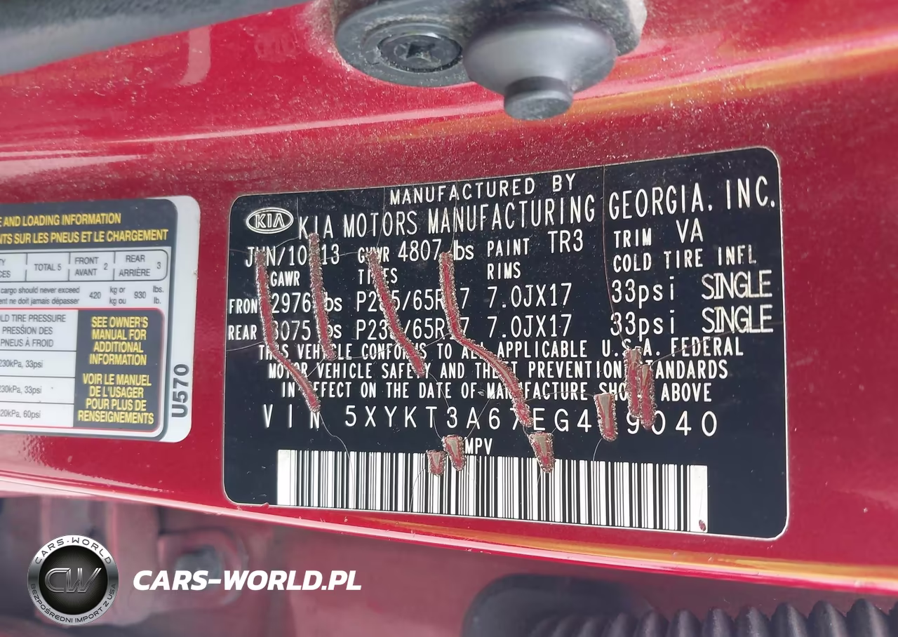 2014 Kia Sorento Lx VIN:5XYKT3A67EG479040 - 9