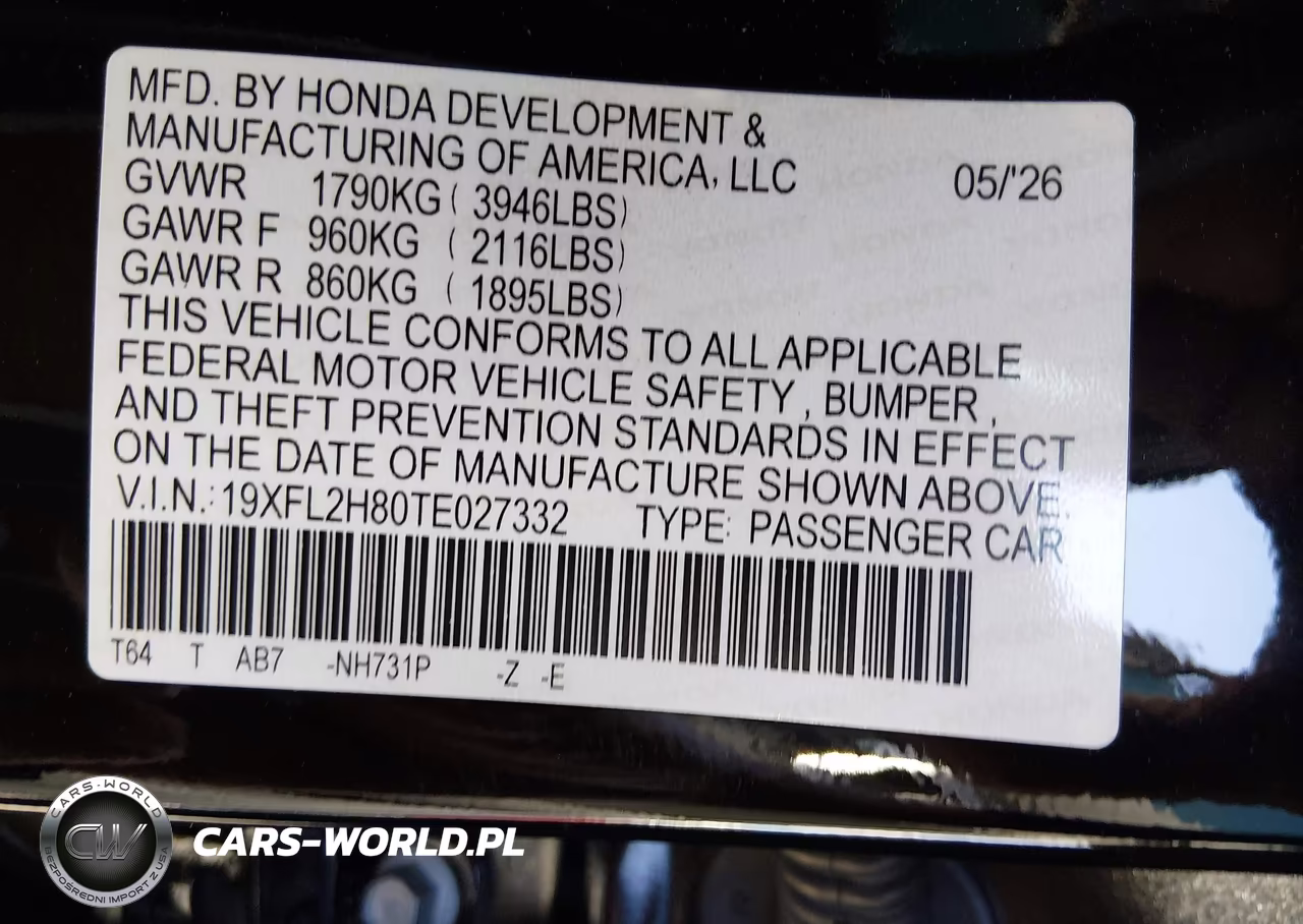 2026 Honda Civic Sport VIN:19XFL2H80TE027332 - 9