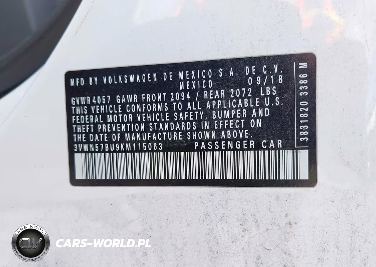 2019 Volkswagen Jetta 1.4T S VIN:3VWN57BU9KM115063 - 9