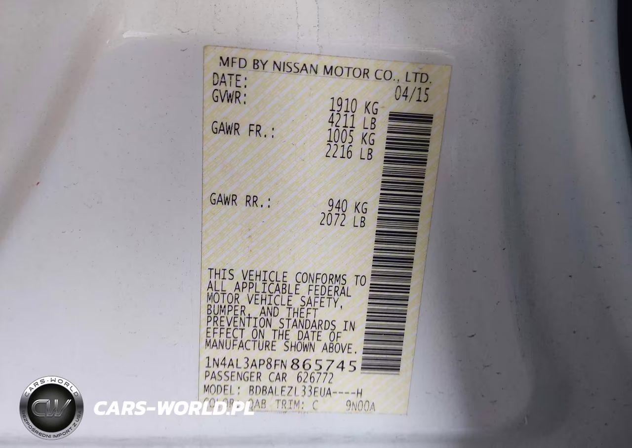 2015 Nissan Altima 2.5 S VIN:1N4AL3AP8FN865745 - 9