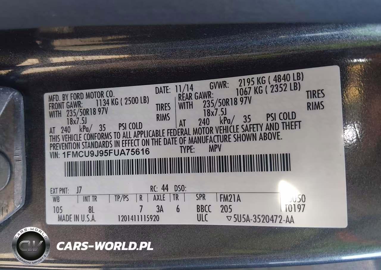 2015 Ford Escape Titanium VIN:1FMCU9J95FUA75616 - 9