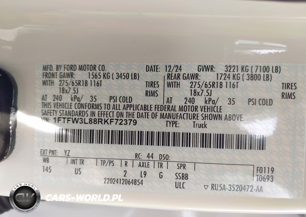 2024 Ford F-150 Xlt VIN:1FTFW3L88RKF72379 - 9