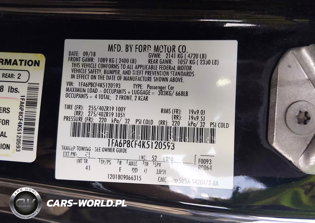 2019 Ford Mustang Gt Premium VIN:1FA6P8CF4K5120593 - 9