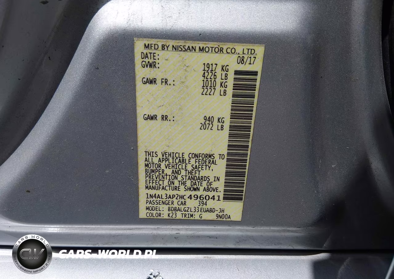 2017 Nissan Altima 2.5 S VIN:1N4AL3AP2HC496041 - 9