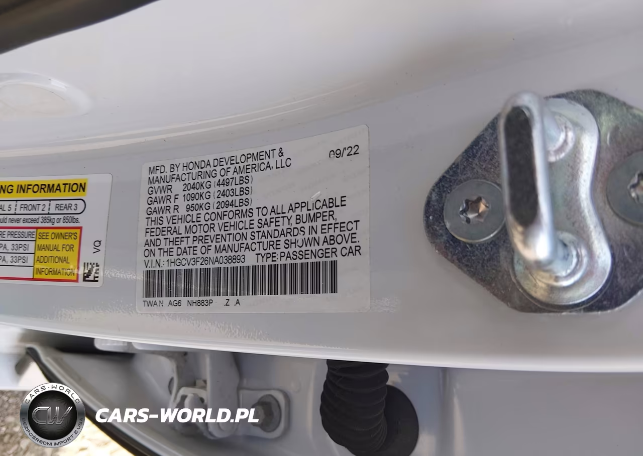 2022 Honda Accord Hybrid Sport VIN:1HGCV3F26NA038893 - 9