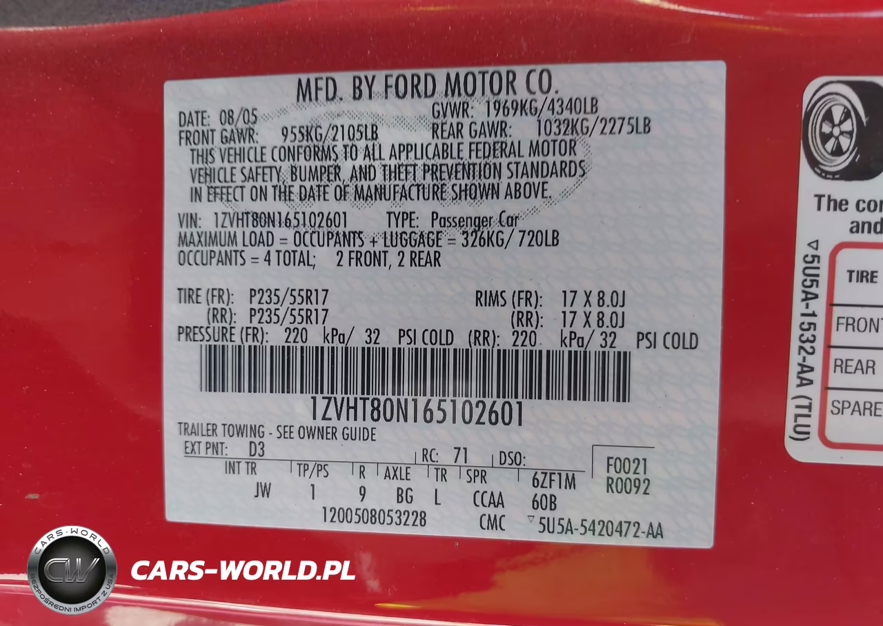 2006 Ford Mustang V6 VIN:1ZVHT80N165102601 - 9