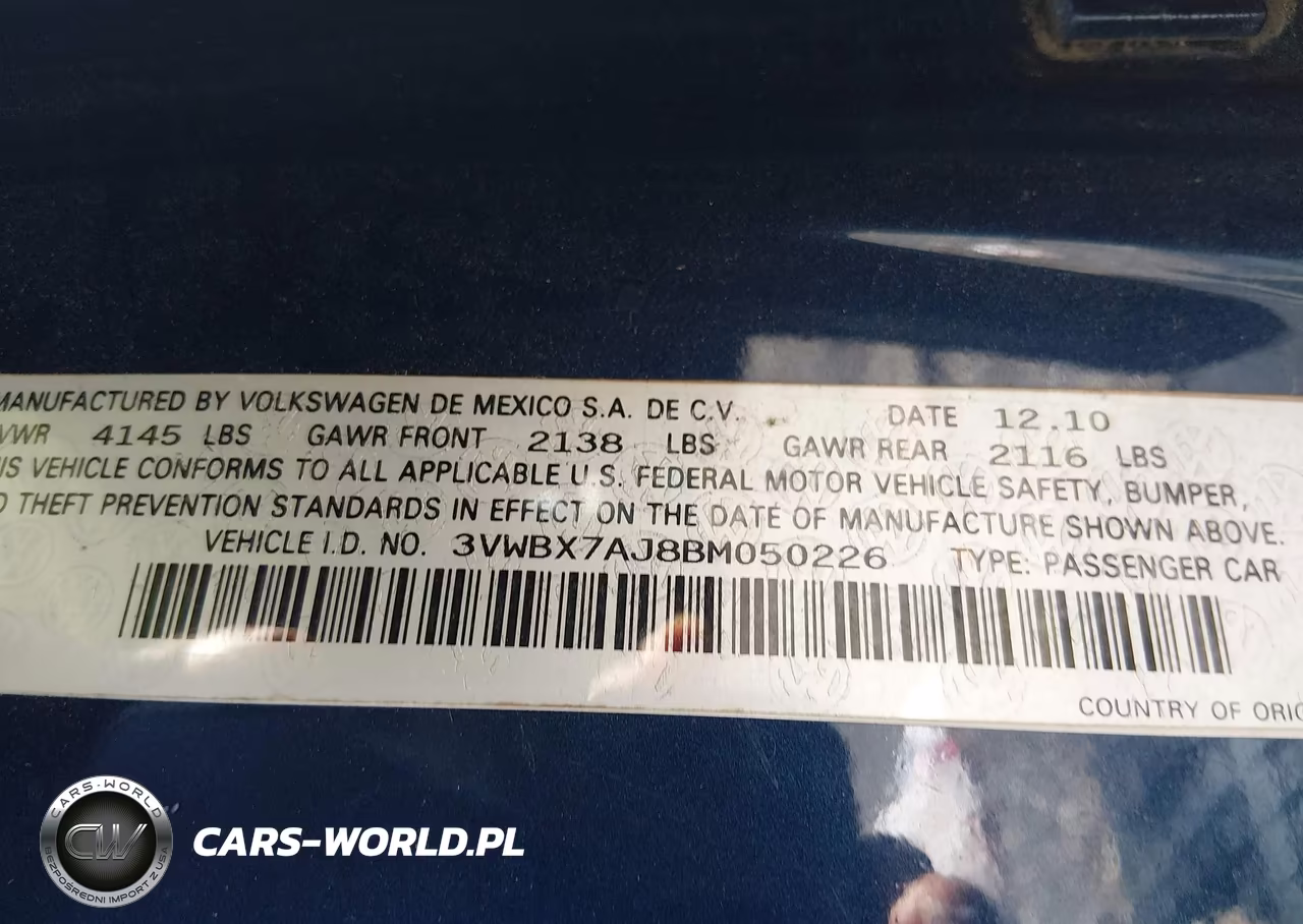 2011 Volkswagen Jetta 2.5L Se VIN:3VWBX7AJ8BM050226 - 9