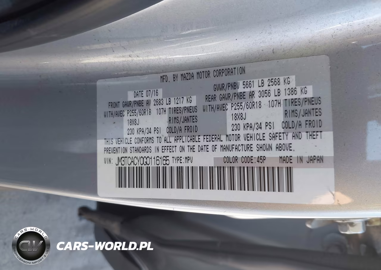 2016 Mazda Cx-9 Touring VIN:JM3TCACY0G0116165 - 9