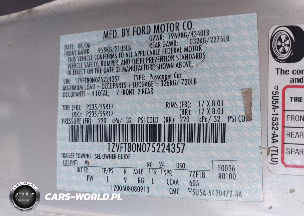 2007 Ford Mustang V6 Deluxe-V6 Premium VIN:1ZVFT80N075224357 - 9