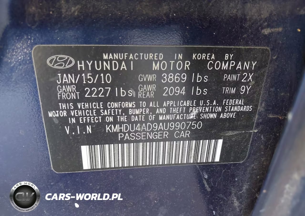 2010 Hyundai Elantra Gls VIN:KMHDU4AD9AU990750 - 9