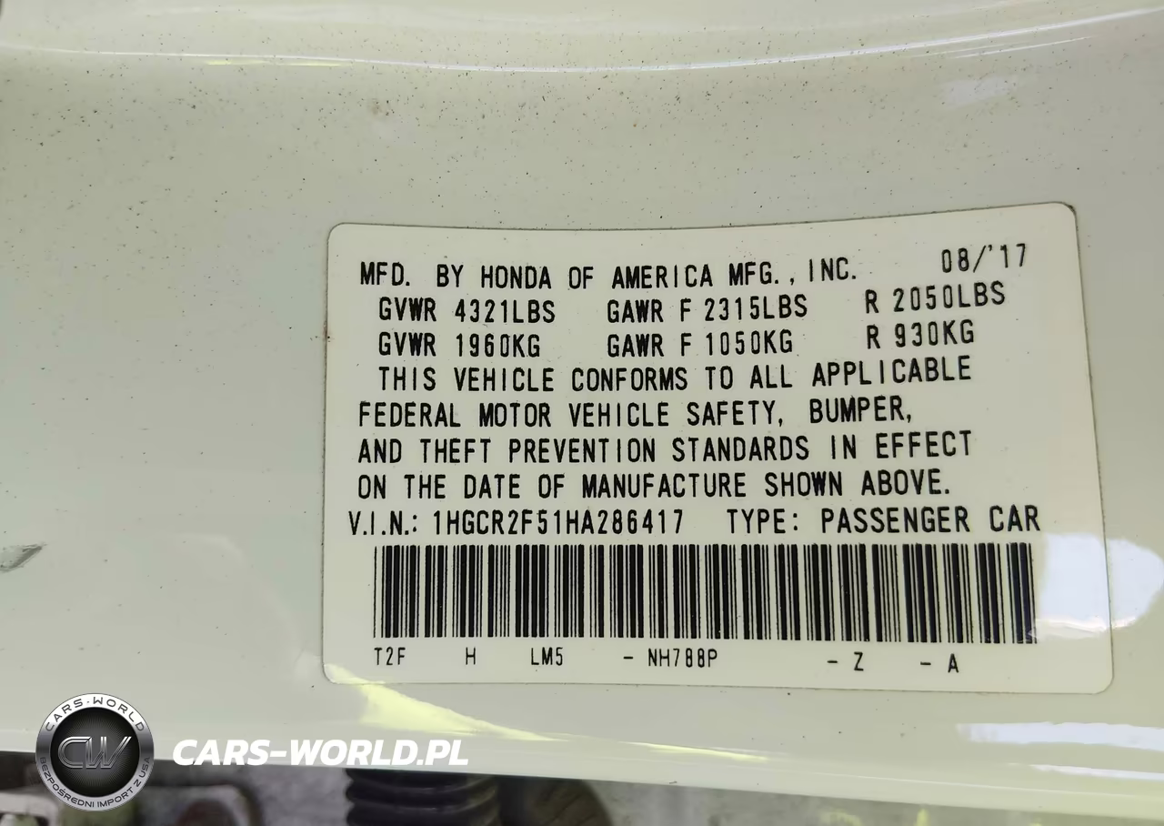 2017 Honda Accord Sport VIN:1HGCR2F51HA286417 - 9