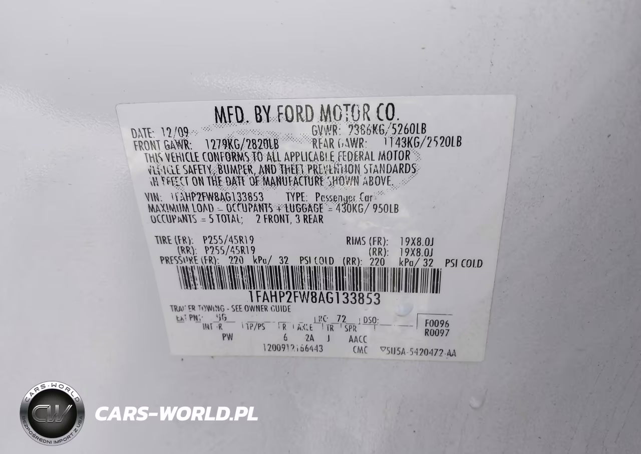 2010 Ford Taurus Limited VIN:1FAHP2FW8AG133853 - 9