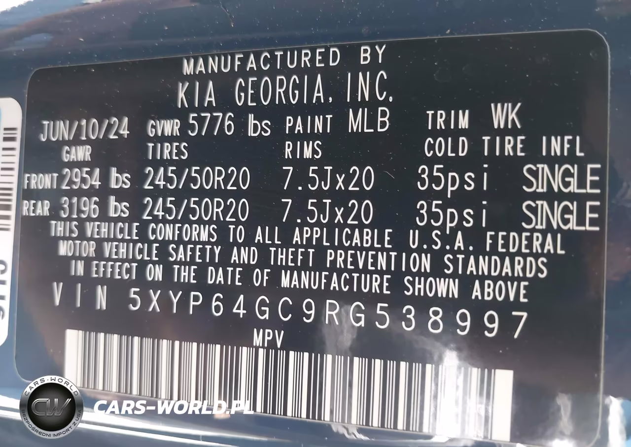 2024 Kia Telluride S VIN:5XYP64GC9RG538997 - 9
