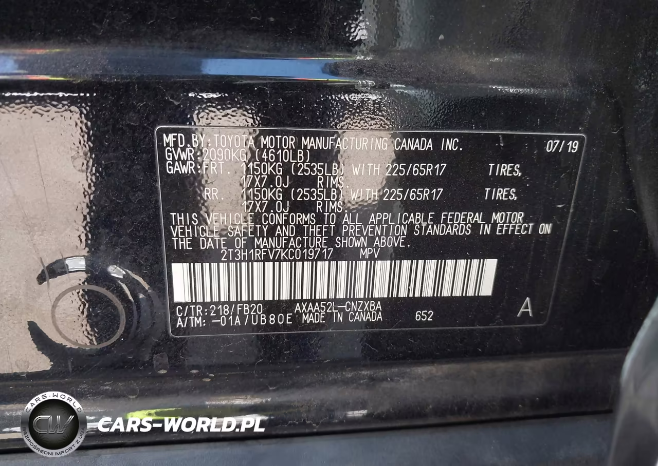 2019 Toyota Rav4 Le VIN:2T3H1RFV7KC019717 - 9