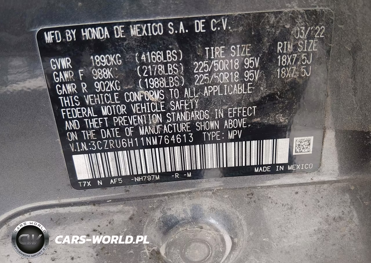 2022 Honda Hr-V Awd Sport VIN:3CZRU6H11NM764613 - 9