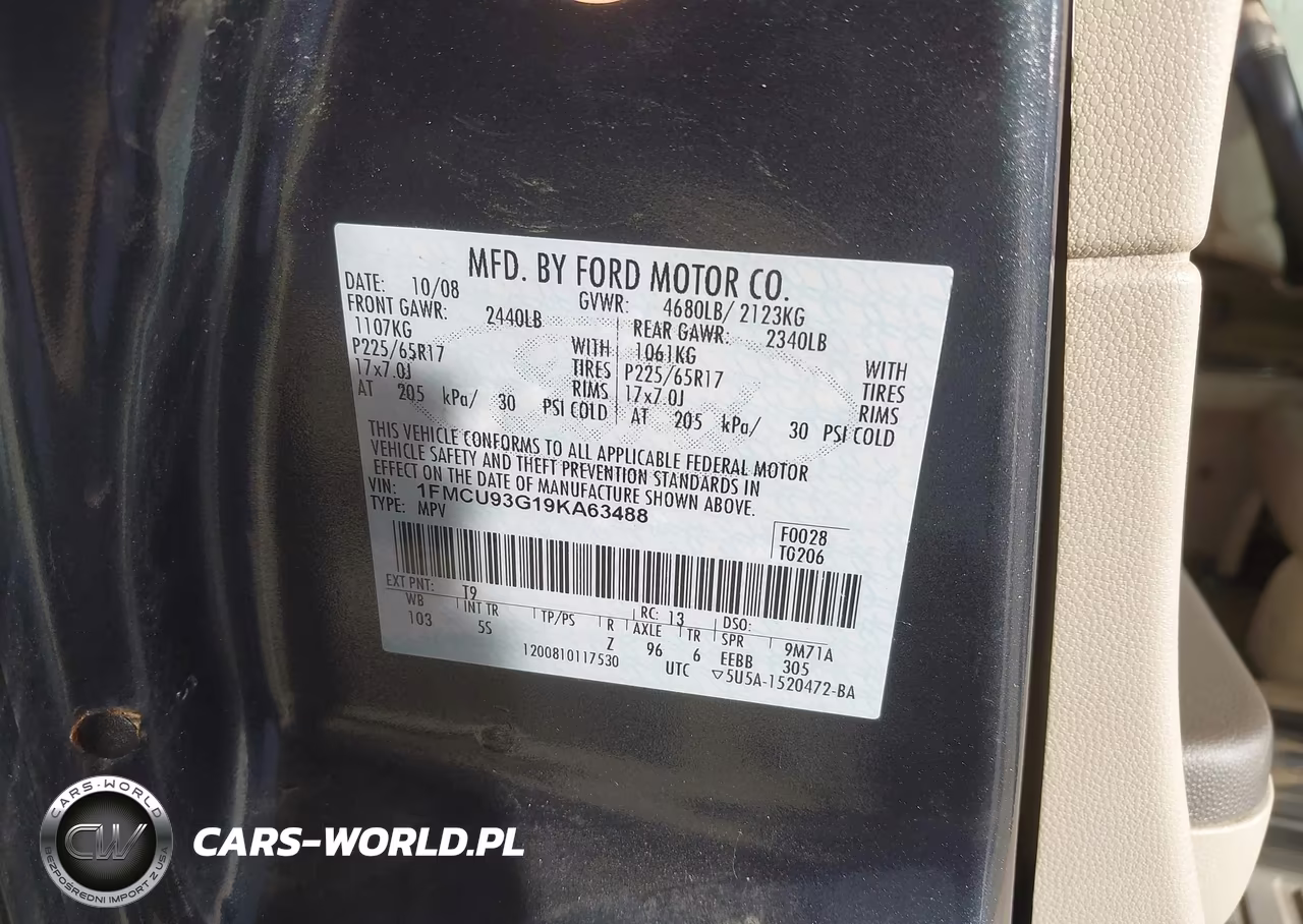 2009 Ford Escape Xlt VIN:1FMCU93G19KA63488 - 9