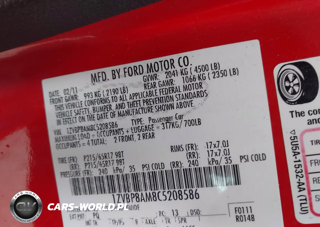2012 Ford Mustang V6 VIN:1ZVBP8AM8C5208586 - 9