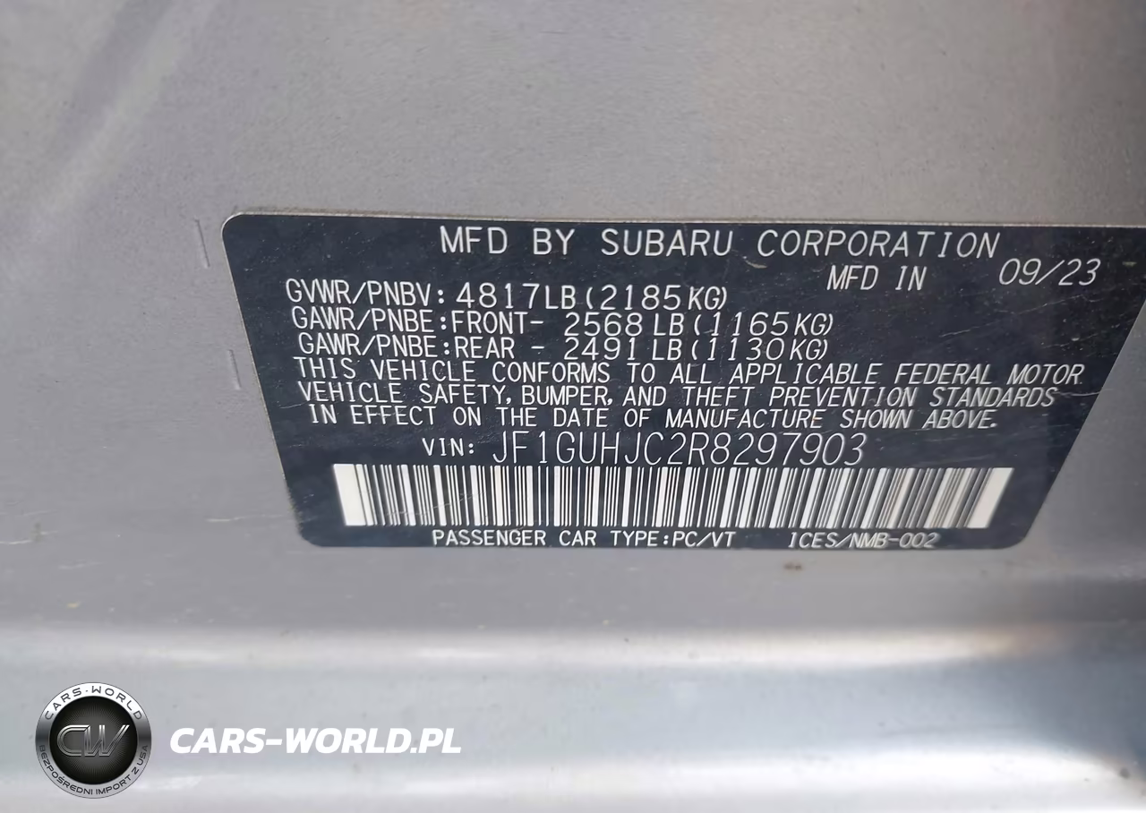 2024 Subaru Impreza Rs 5-Door VIN:JF1GUHJC2R8297903 - 9